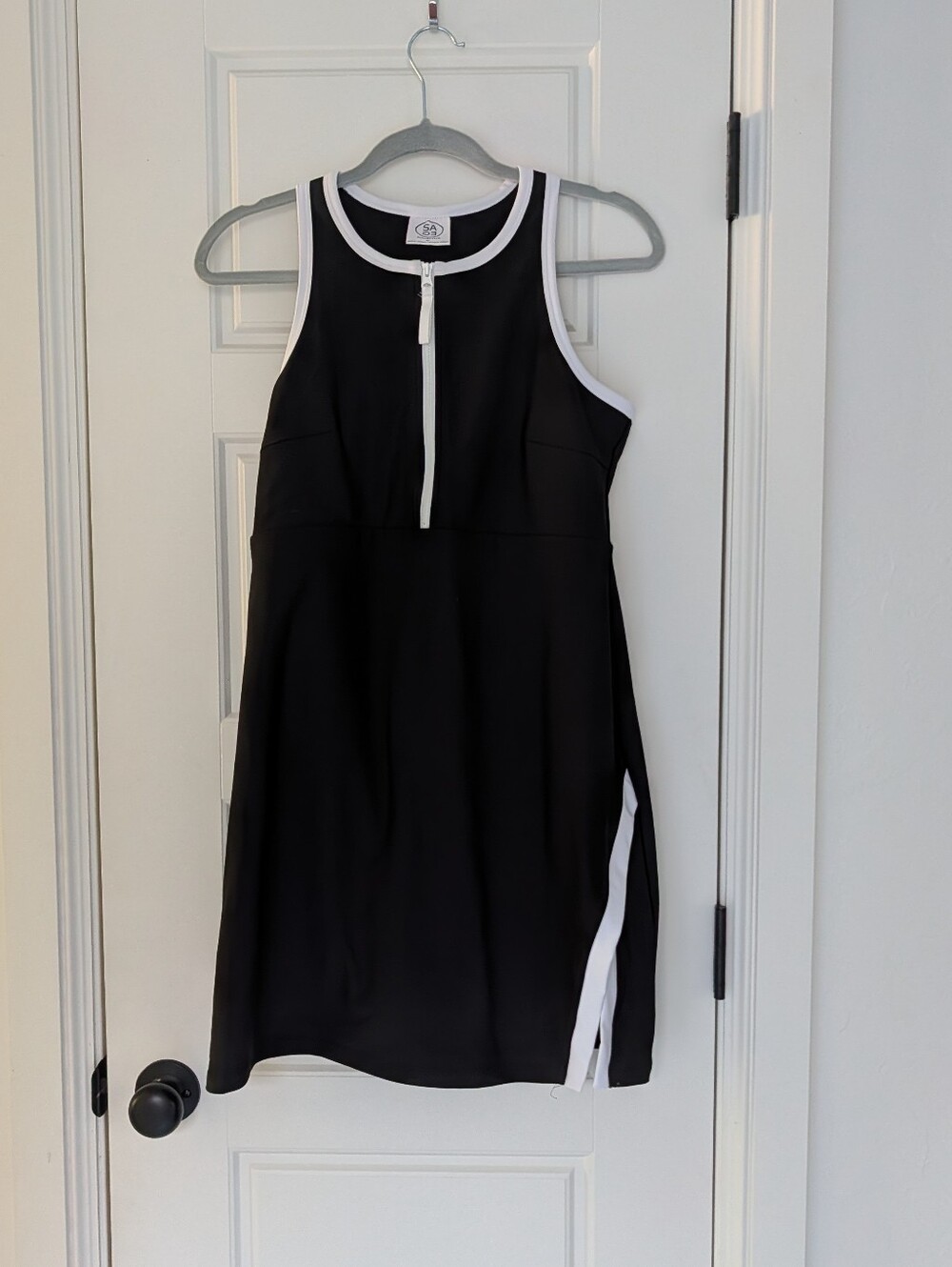 SAGE Collective Black and White Athletic Dress with Front Zip